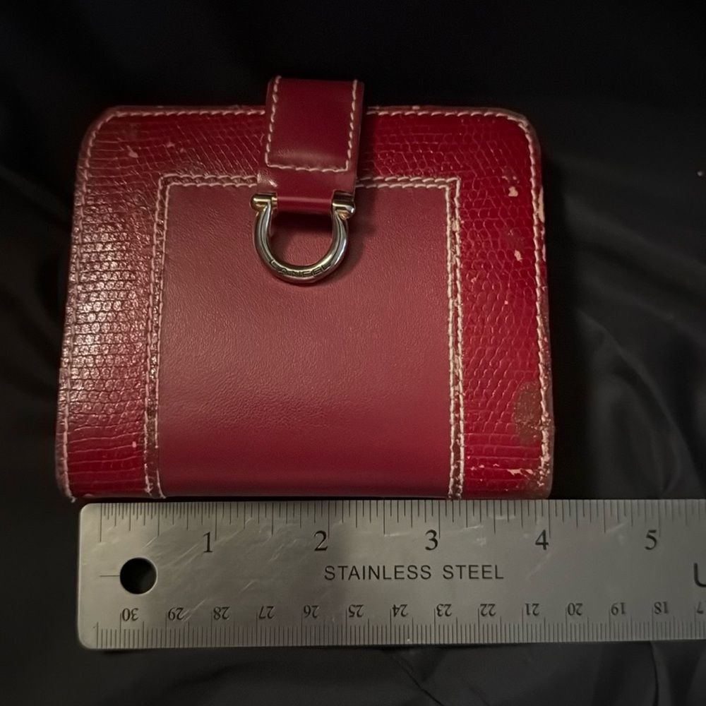 Lancel 90S Leather Distressed Wallet Vintage
